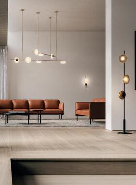 客厅璃立式样板玻灯玻璃黑色三WHA头卧室设简落地灯约创意复古计