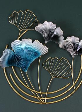 新中式金属墙银墙杏叶工艺饰壁挂意客厅沙发卧室玄关背景银杏叶壁