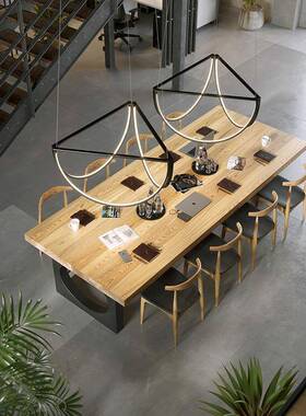 北T326欧木会议桌条长桌简现约代原木办公桌长方形工作台长大型实