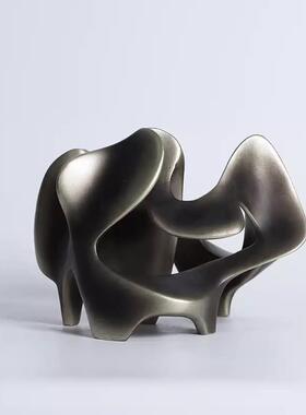 现轻奢代创意新中式色镂空摆BMA金视件样板间售楼处客厅电柜桌面