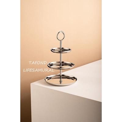 式不锈钢三层点轻心蛋糕架家食用零糖果托盘奢水XJY果盘样板房欧