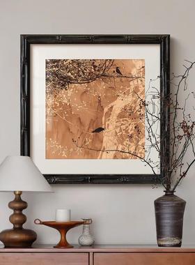 《夜莺》法KLQ式装小众复竹墙古客厅饰画玄关走廊中古挂画高级节