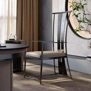意式单椅主人位高靠背椅子家用高级设计感茶桌椅组合不锈钢椅子