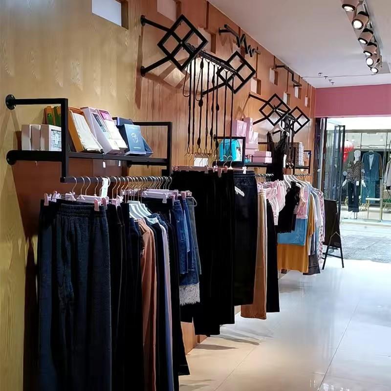 加粗方管服装店展示架挂板上墙挂衣架女装店挂架侧挂壁挂式金色架