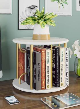 Cy轻奢桌面书架小型转书架木办公旋桌收纳架简^易HZY-SJ-0质学生