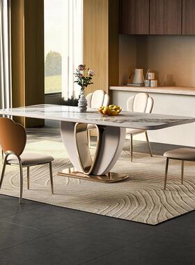 椅岩板餐桌组KUK合意大利进口亮端光大板轻奢高岛台家用型小户餐