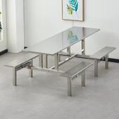 锈4hlm 7401餐人6人位食堂体不钢桌连椅学校工厂小吃店不锈钢快餐