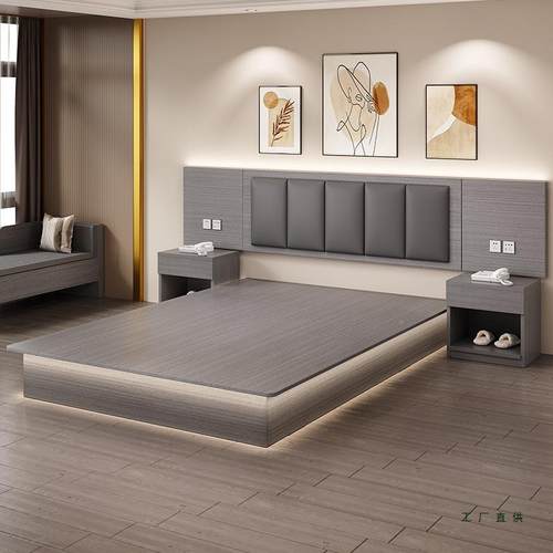 酒店家具宾用馆床588定双制标间床全套民宿公寓客馆房快捷旅床人