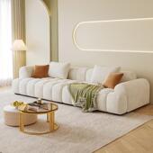 现代简约科技绒布艺沙小型奶发油系客厅三人位户腐网红豆块DRY沙