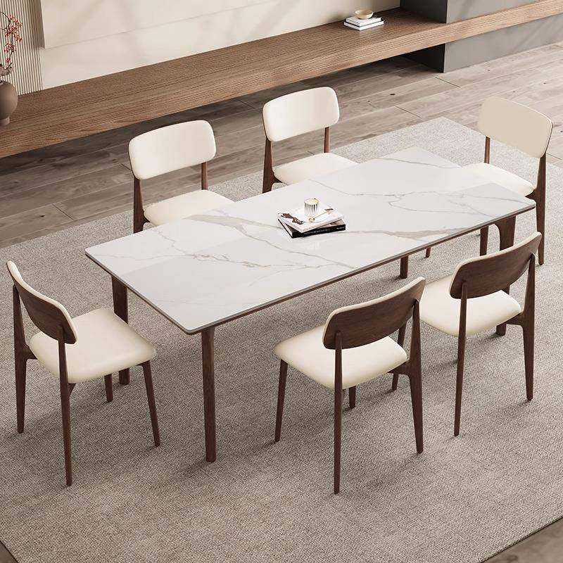 书德丰B220实木岩板餐桌利高端家式用新中奶油风原木全托长方形饭