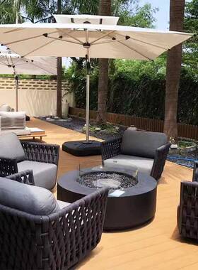 外沙发茶墅几组合民宿家42414具别庭院花户室外防水防园晒休闲藤