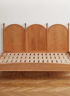 全大实木樱桃双木人床38256小户型婚简约日式复古主卧床床黑胡桃