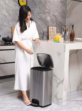 客厅带室盖筒脚踏式高档不钢锈内桶大圾容量卧家用厨房AVF垃桶高