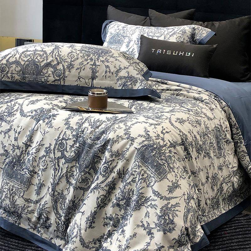 美式复古风大纯提花100S长高绒棉件四套全棉棉被套XOG奢床上用品