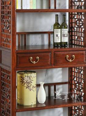 新中式现代简约具花置梨色书柜实书架书橱66765带抽屉家陈木列储