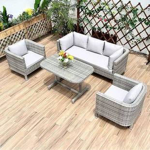 创意户外藤椅KSD沙发阳台闲人藤制庭家具防休编花园桌双椅组合院