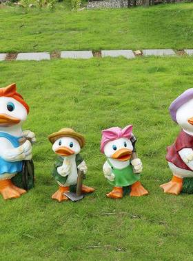 卡通鸭玻璃钢雕户塑外园林公园花园鸭子摆件区幼儿小园子地产楼盘