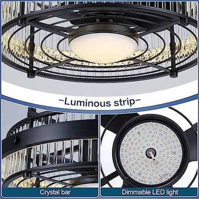 厂家直销创餐厅铁艺水意业晶吊扇灯镂空LO290FT吊灯复古工风客厅