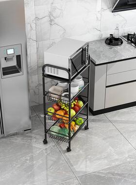 厂可家厨房落地置物RYW架客厅小推多车层带地轮移动落收纳架子