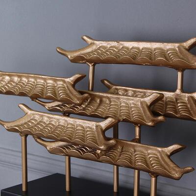 新中式样板房间客厅玄关几象建筑摆件X3363售楼别处墅茶金抽属屋