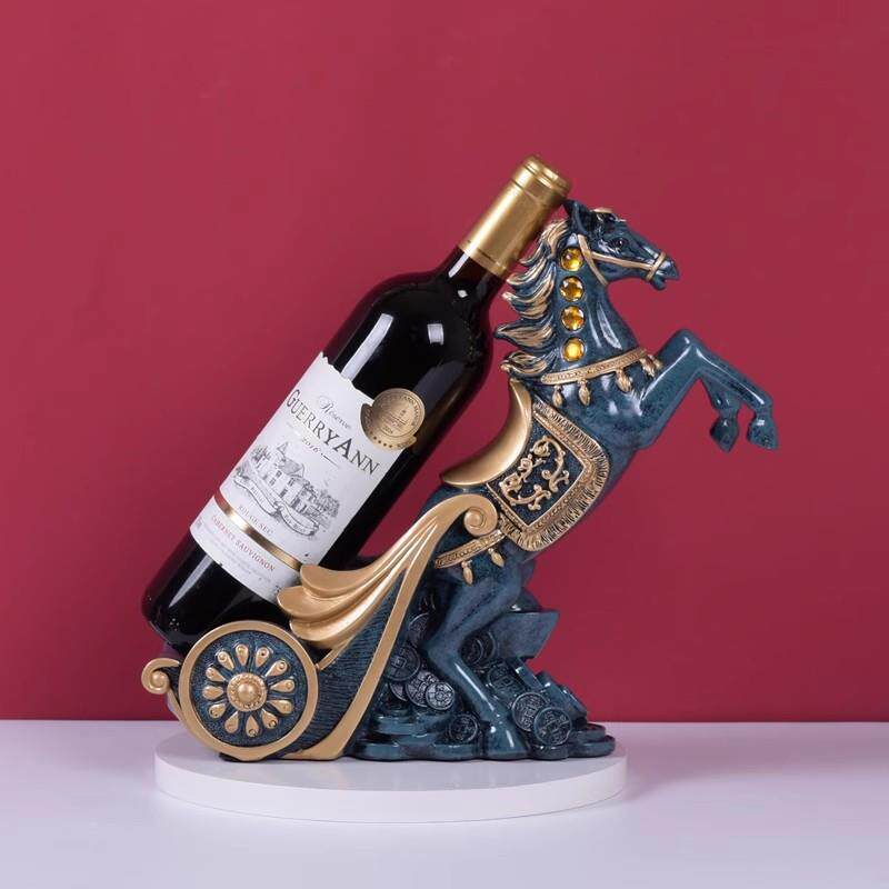 招财马拉车酒柜饰品Y062式木红酒架客厅电视柜欧高档大装气家居桶