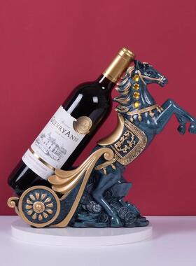 招财马拉车酒柜饰品Y062式木红酒架客厅电视柜欧高档大装气家居桶