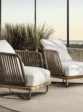 户沙发院柚木人露台实木单防46737晒防水藤椅室外外藤庭编花园茶