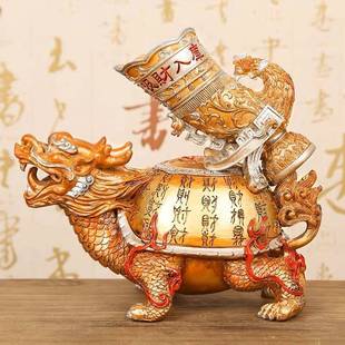 李明龙玄龟摆件吸财入库中式招家吸财龙龟居客厅方位吉祥物关财居