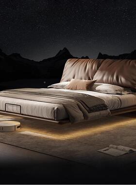 卧室松BAL木成套轻奢大现简约batxer象耳朵代双人床悬浮床+床头柜