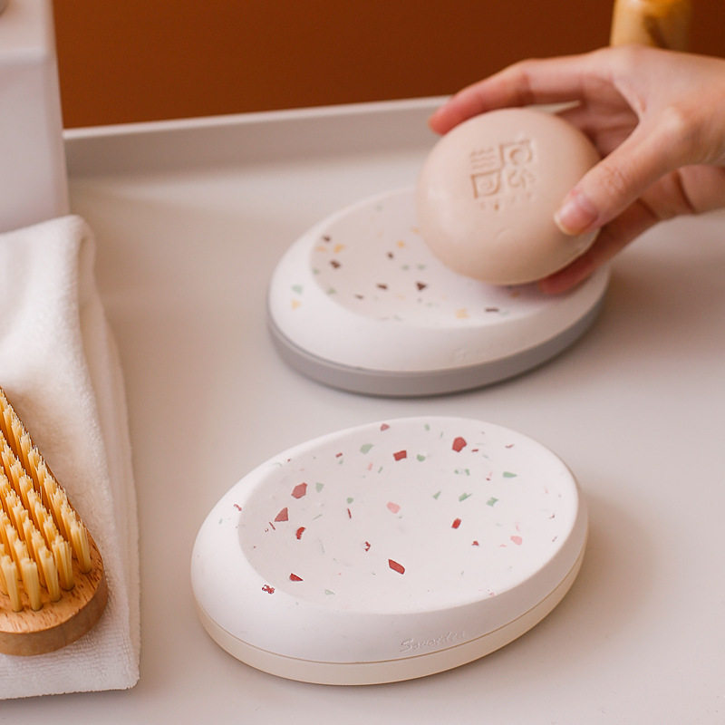 创意矽藻土香皂托 不积水 洗漱台吸水皂盒 浴室水磨石肥皂盒透水