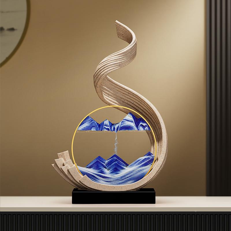 新中风生水起流沙画摆件装饰品高级感客电迁式视250719-0柜厅办公