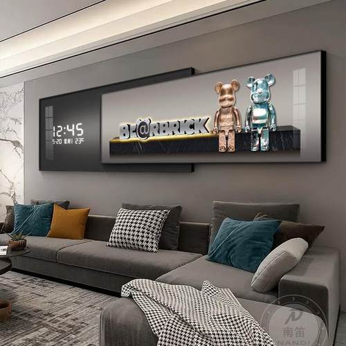 KAWS厅表装饰数显电子钟高级大气客沙发画背景墙壁HS-05290画卧室