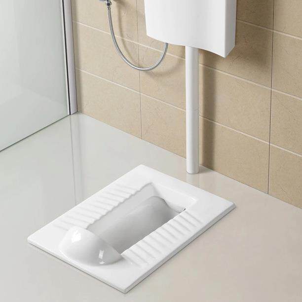 方型挡头蹲便器出入式带S弯带挡地带板蹲便前60后水849蹲坑