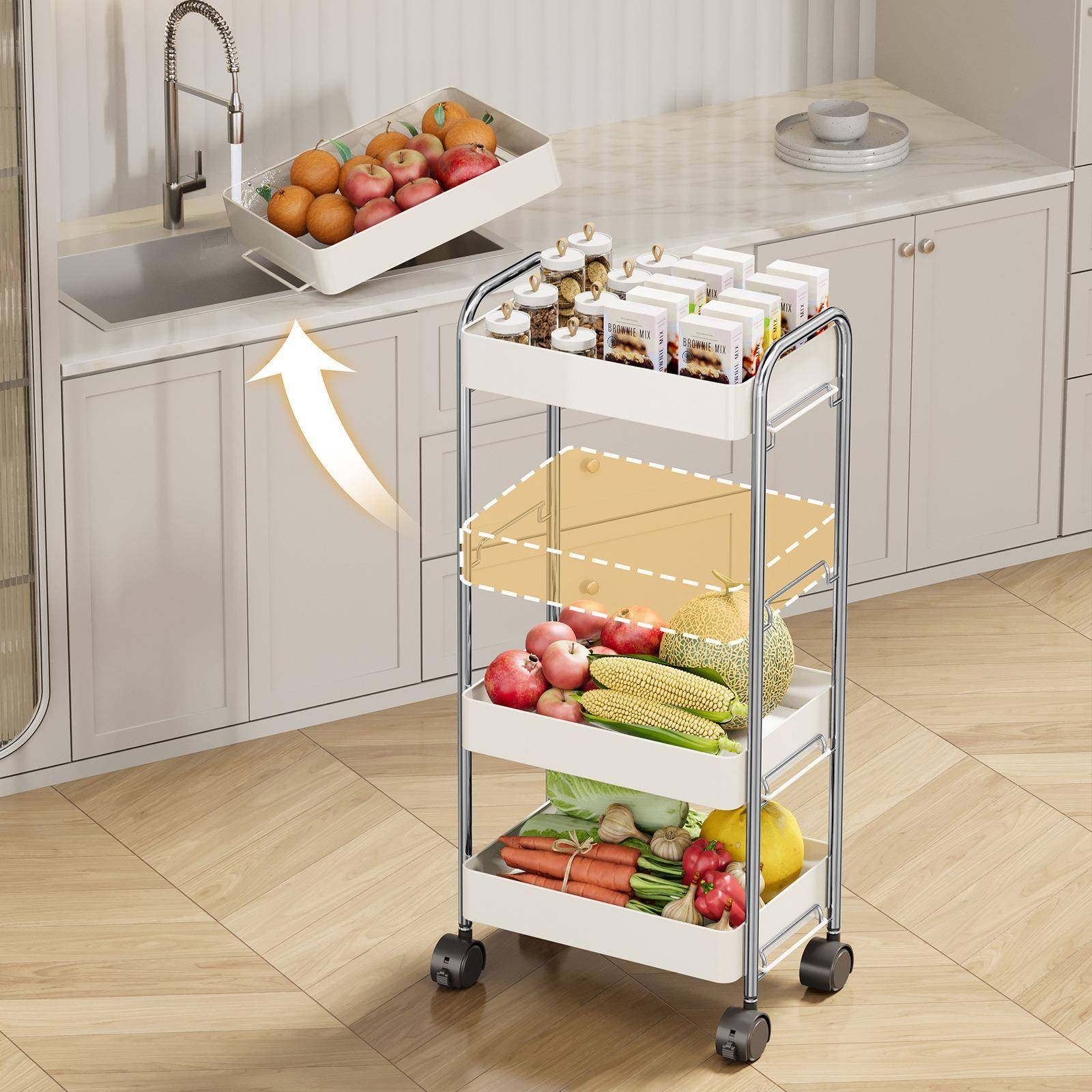 房夹缝置物架落果地多层冰箱侧面抽PBC32拉极窄缝收纳柜蔬篮菜小,收纳整理,书桌收纳置物架,淘宝优惠券,粉丝福利购,淘宝优惠卷