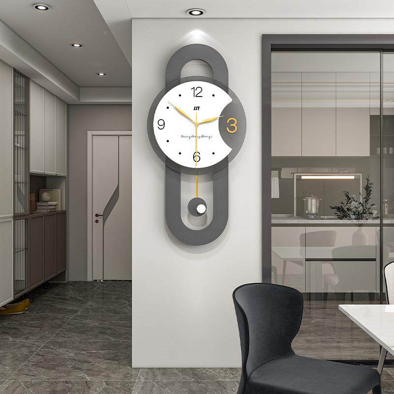 现代简挂钟挂客厅时厅23117尚创意高级感时钟餐旁装饰家用墙静约