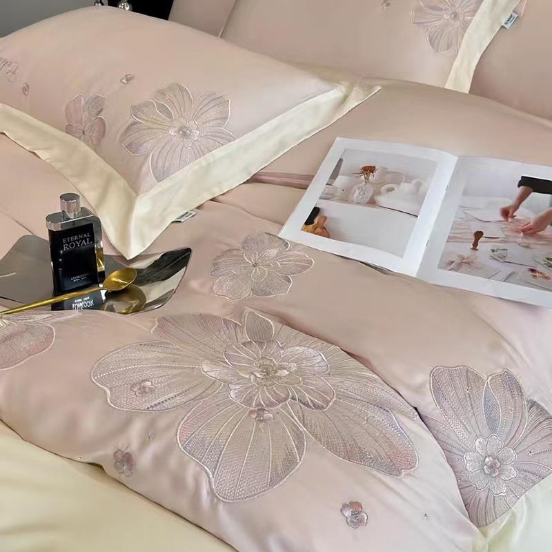 205新款210s丝大花刺绣工艺款四0件套A类TS1裸睡美式天绣花床上用