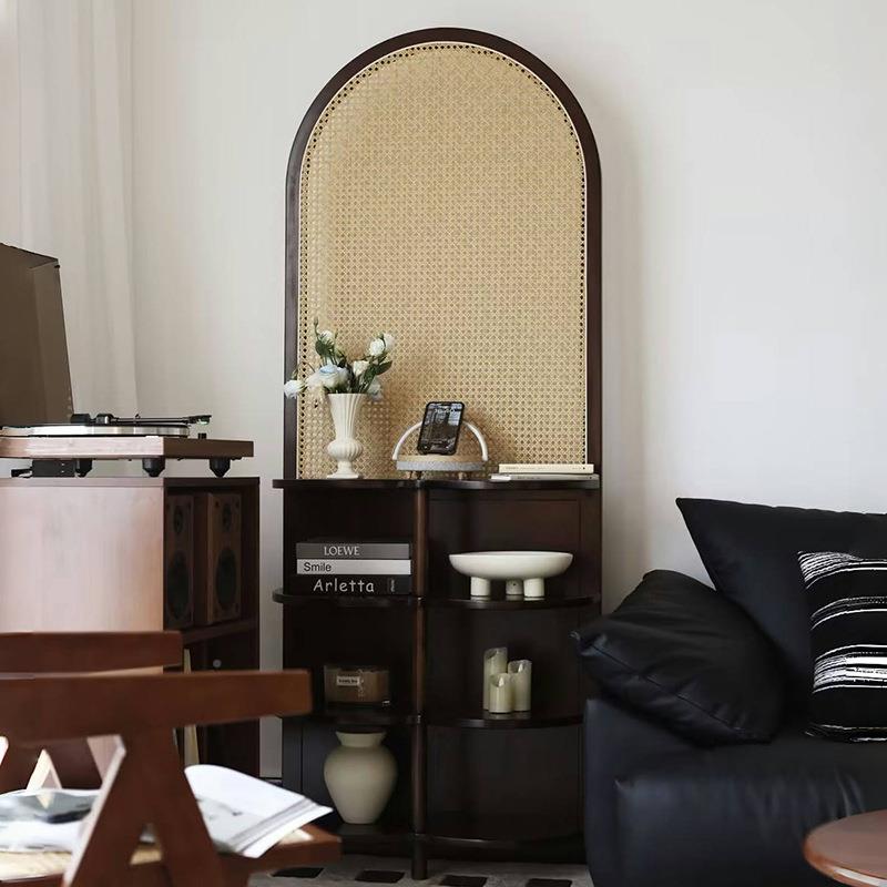 法式复古中式实木编藤屏风入隔断客JL花架座厅遮挡户简新约卧室玄