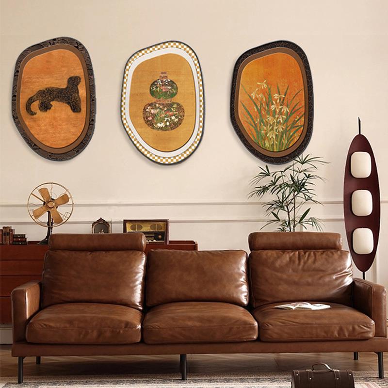 复古客厅背装饰画024新款异al202407形沙发景2墙画中古风高级感壁