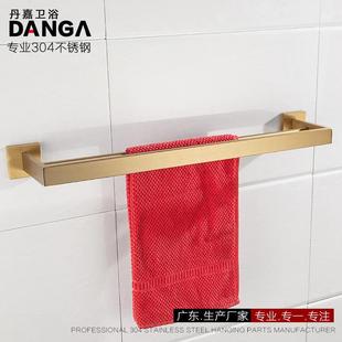 毛巾杆双层杆架子拉丝金色亚光304不锈钢毛巾挂架直售Q7002E