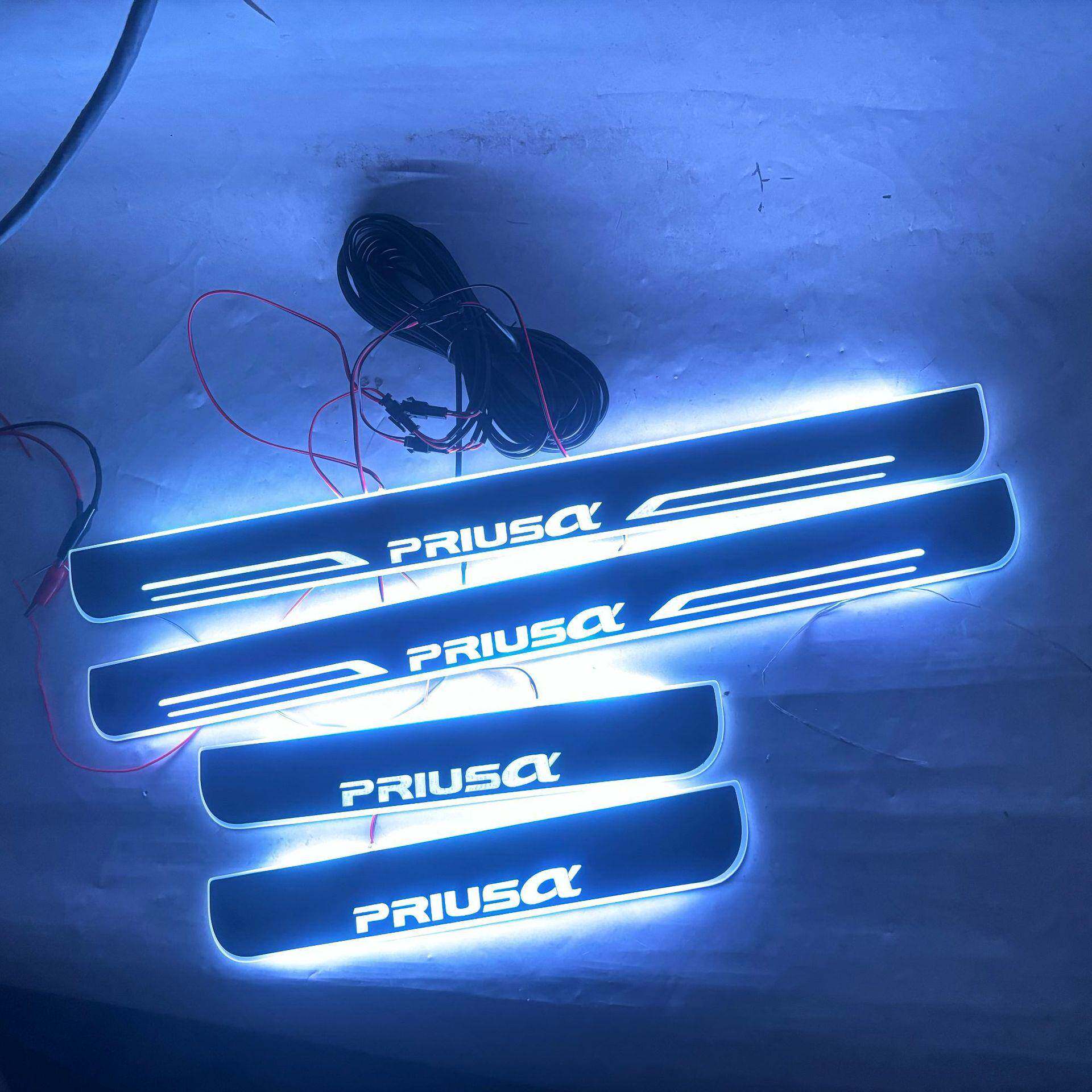 4片适用于普锐斯A流光动态门槛条Priusa带LED灯迎宾踏板改装