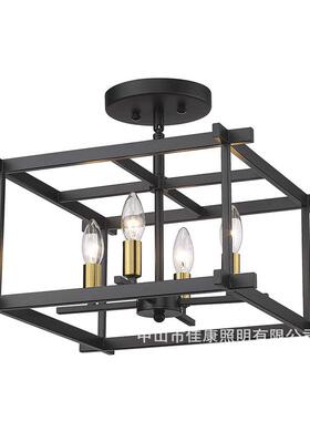 卧室吸顶灯美式乡村复古方型黑色餐厅阳台嵌入式天花板灯ebay