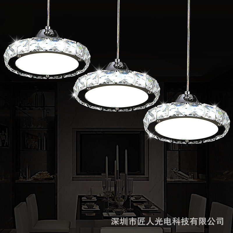 现代简约led水晶餐厅吊灯圆形客厅饭厅走廊吧台餐桌灯饰厂家现货
