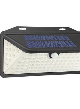 光控一体太阳能灯三面发光102LED人体感应灯户外庭院花园钻石壁灯