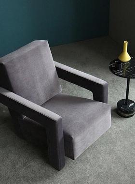 室椅酒店发单人沙发椅现代简约客53405厅人懒布艺沙设计师单卧椅