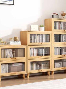 实木书玻柜上翻多书架置物JY-2023-门架家用客厅防尘璃门层落地儿