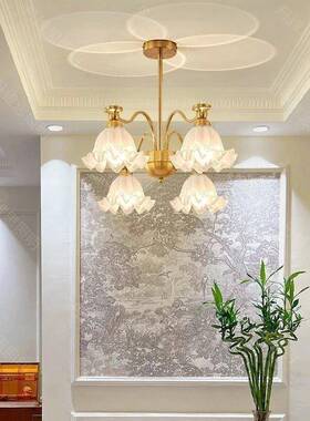 法式复客厅吊厅灯中古风铃兰喇叭古55400花客厅品卧室餐创意极简