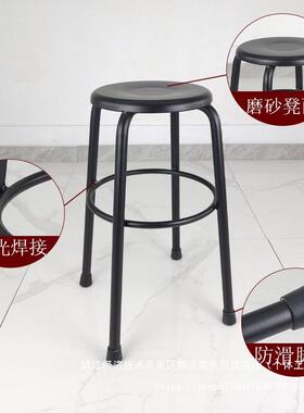 不锈流钢休圆闲烤漆35680凳子家用凳实验室可用水线圆凳加客厚厅