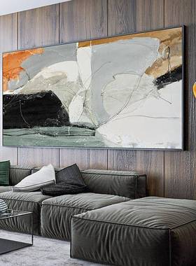 混合现代简约走玄风格客厅装饰画黑色白色道壁画廊关过QX202103抽