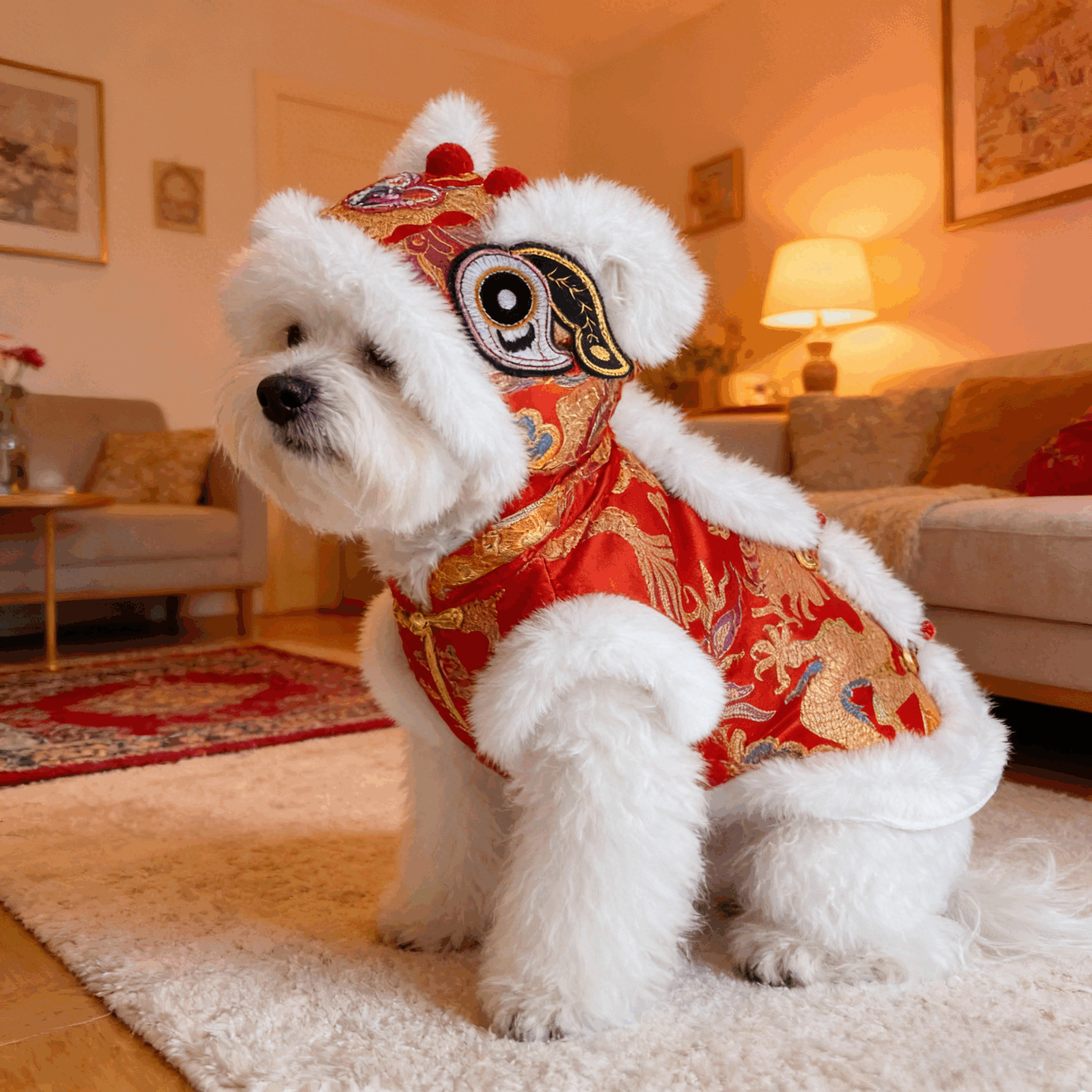 幼猫小狗冬季衣服新年喜庆国风唐装加厚保暖马甲宠物萌装衣服过年