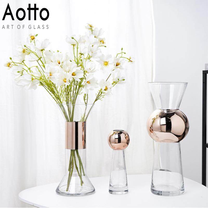 北欧风家居装饰透明玻璃花瓶摆件绿萝水培养花玫瑰金艺术摆件,工业油品/胶粘/化学/实验室用品,其他实验室设备,淘宝优惠券,粉丝福利购,淘宝优惠卷